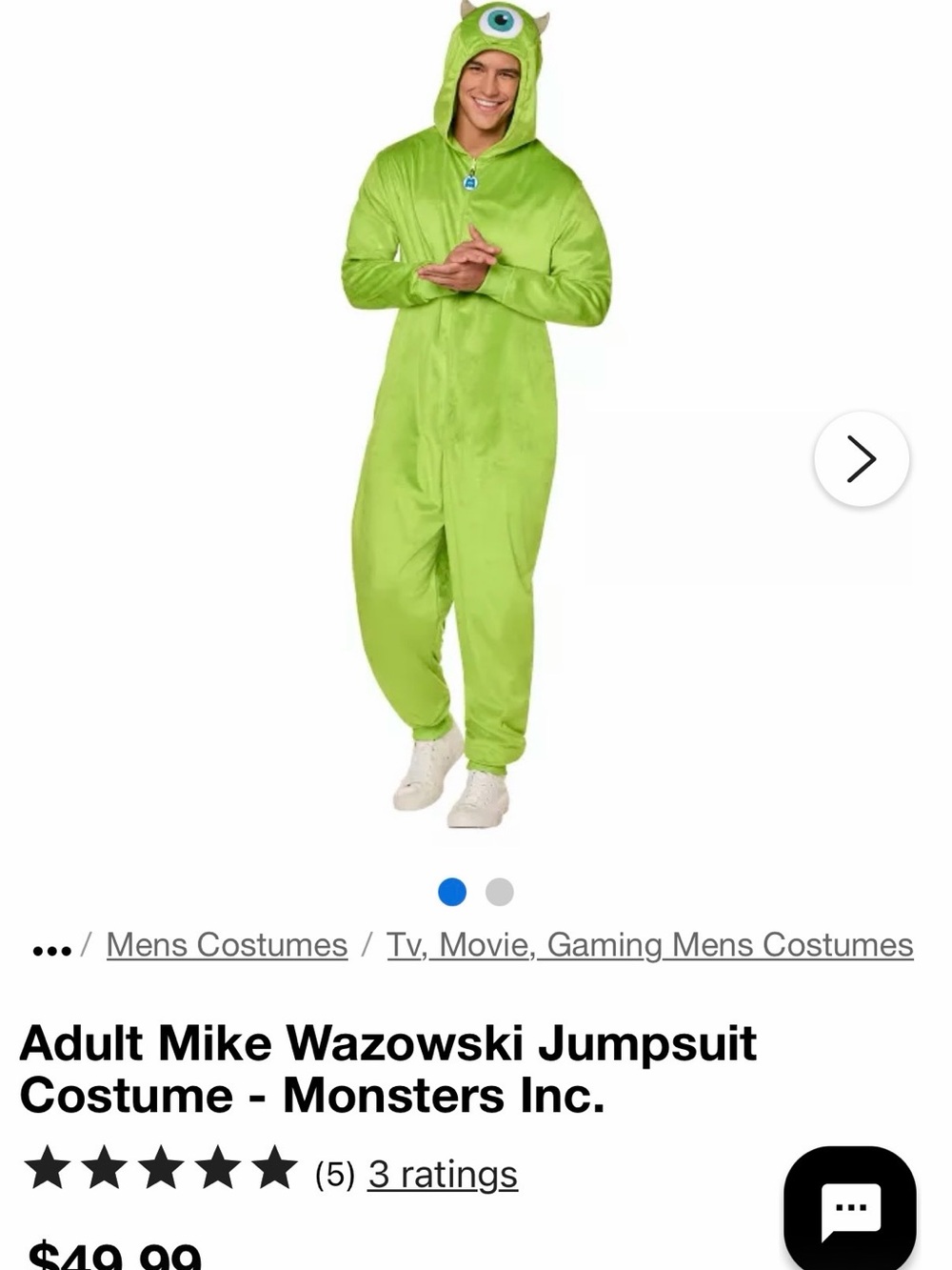 Adult Mike Wazowski Costume Jumpsuit